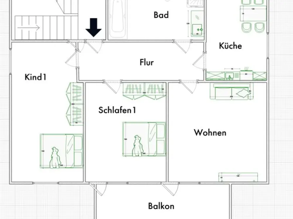Practical 3-Room Apartment with Balcony in Gilching