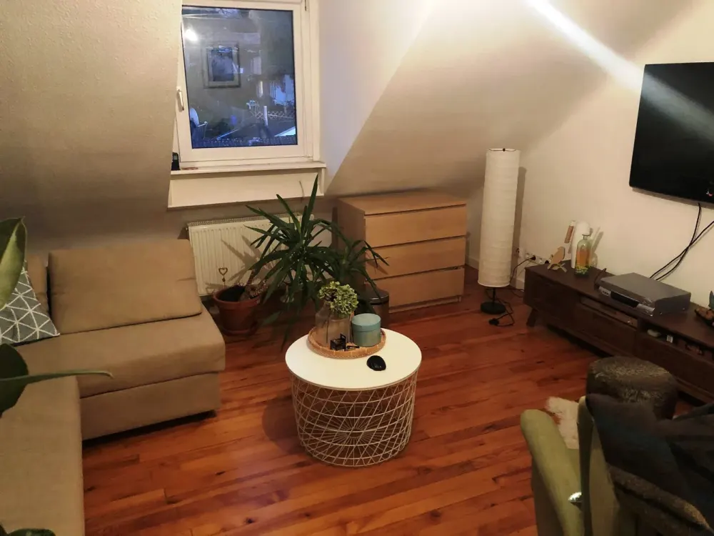Living with Character: Cozy Attic Apartment (2.5 Rooms, Kitchen, Bathroom), Ideal for Two