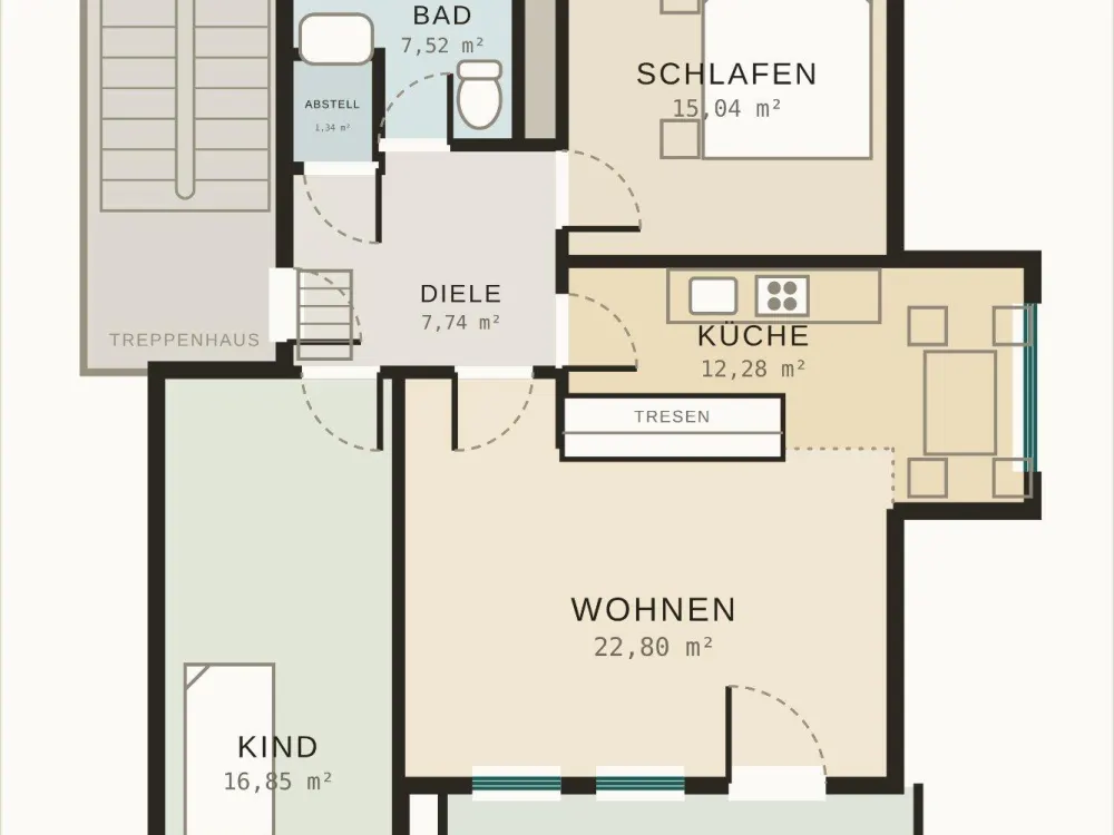 Bright 3-Room Apartment/Balcony/Floor Heating/From 01.11.2026