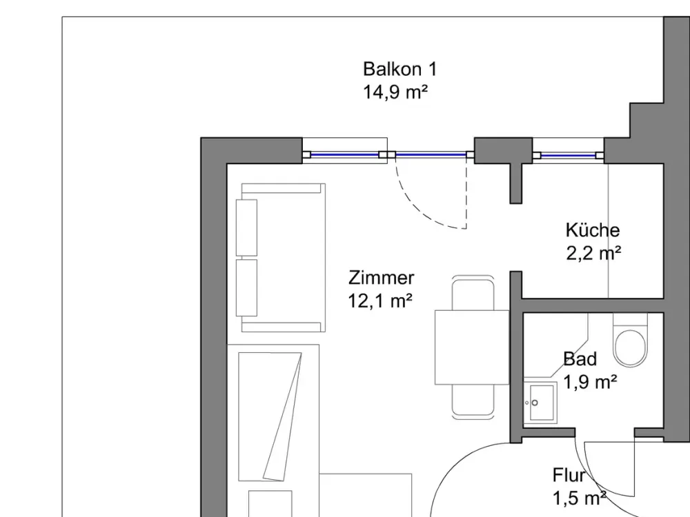Well-maintained, fully furnished 1-room apartment in Immenstaad (including wallbox)