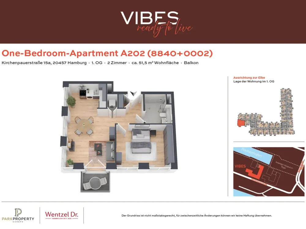 Stylish One-Bedroom Apartment with Balcony in HafenCity - Wentzel Dr.