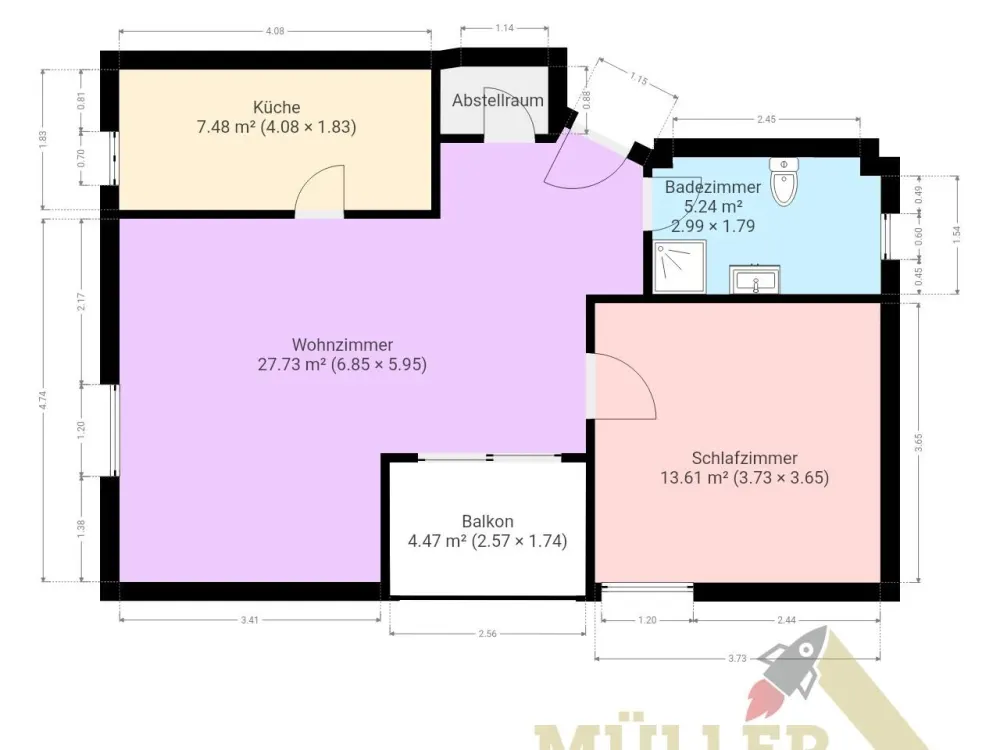 Bright Top-Floor Apartment with 2 Rooms, Kitchen, Bathroom in Bous for Rent