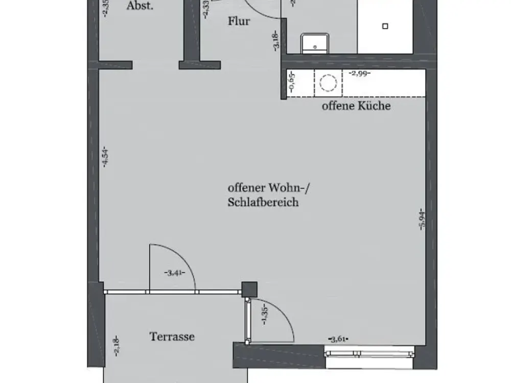 Wheelchair-Accessible 1-Room Apartment without WBS