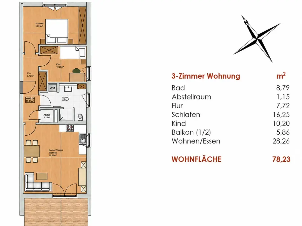 Attractive 3-Room Apartment with Balcony