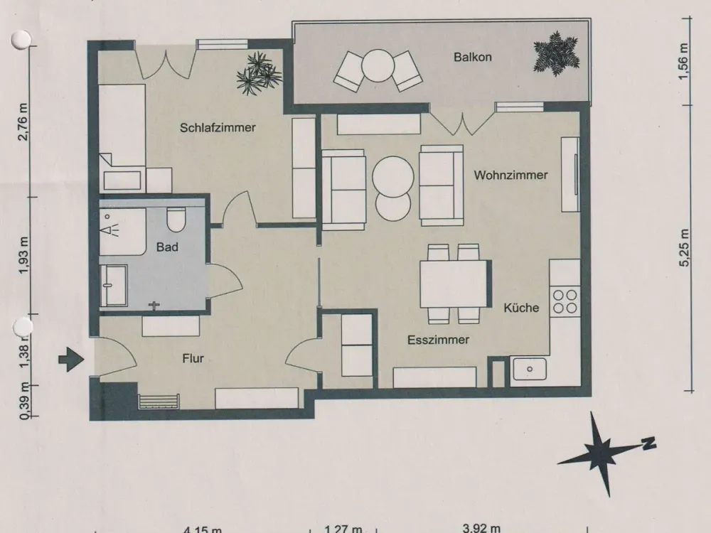 Senior Apartment in Assisted Living, 2 Rooms with Balcony, Fitted Kitchen and ASB Care