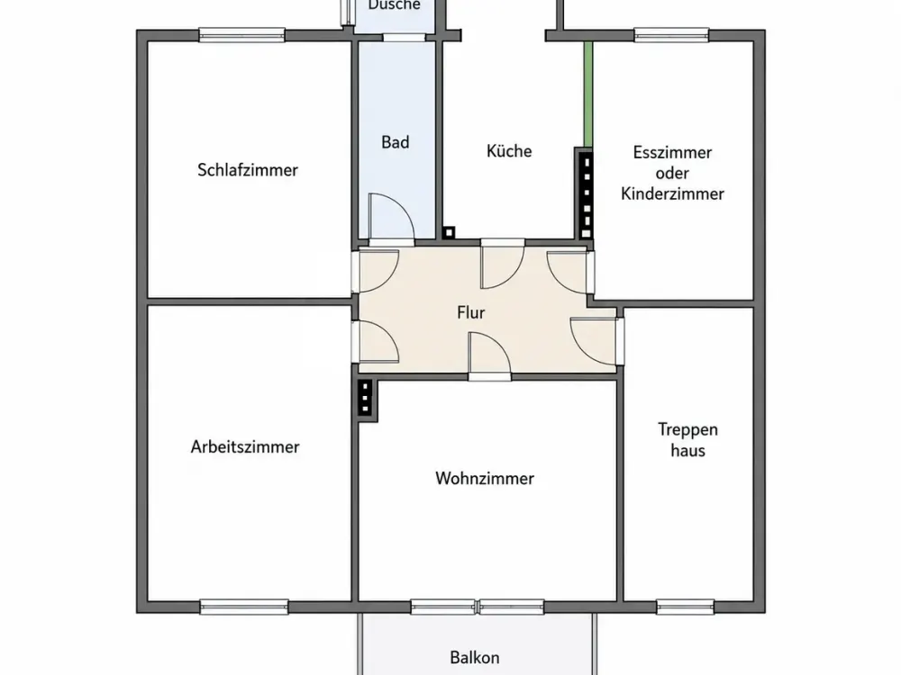 High-quality renovated 4-room apartment with balcony and air conditioning on the 1st floor in Erfurt-Löberstadt