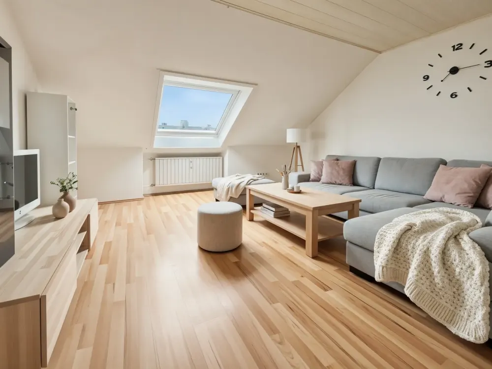 77 m² under the roof: bright 3-room apartment with fitted kitchen in Mettmann