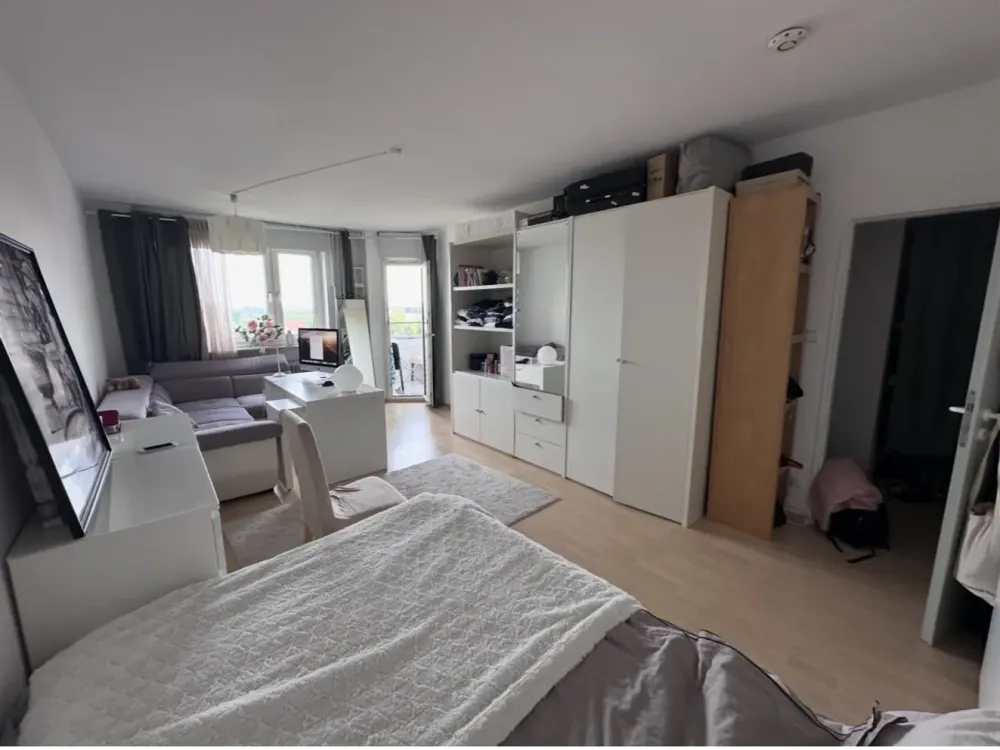 Bright, Furnished 1-Room Apartment with Balcony and Beautiful View over Frankfurt
