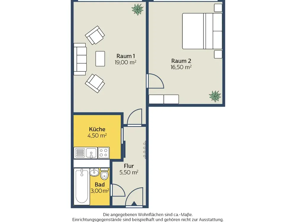 2-Raum-Wohnung mit Option Übernahme Einbauküche vom Vormieter