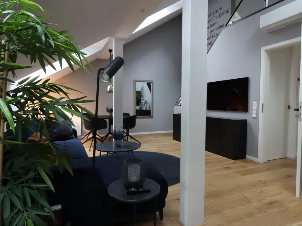 Completely Renovated Attic Apartment - Fully Furnished - with Built-in Kitchen, Large Balcony and Air Conditioning