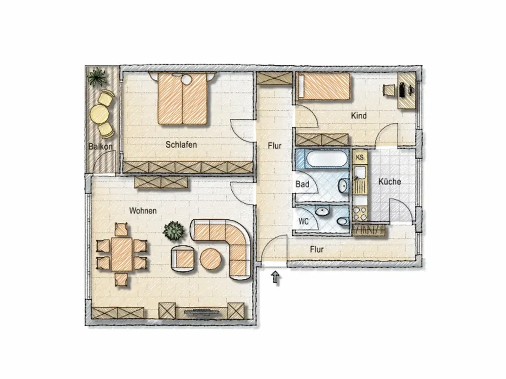 This is a place to stay: individual 3-room apartment