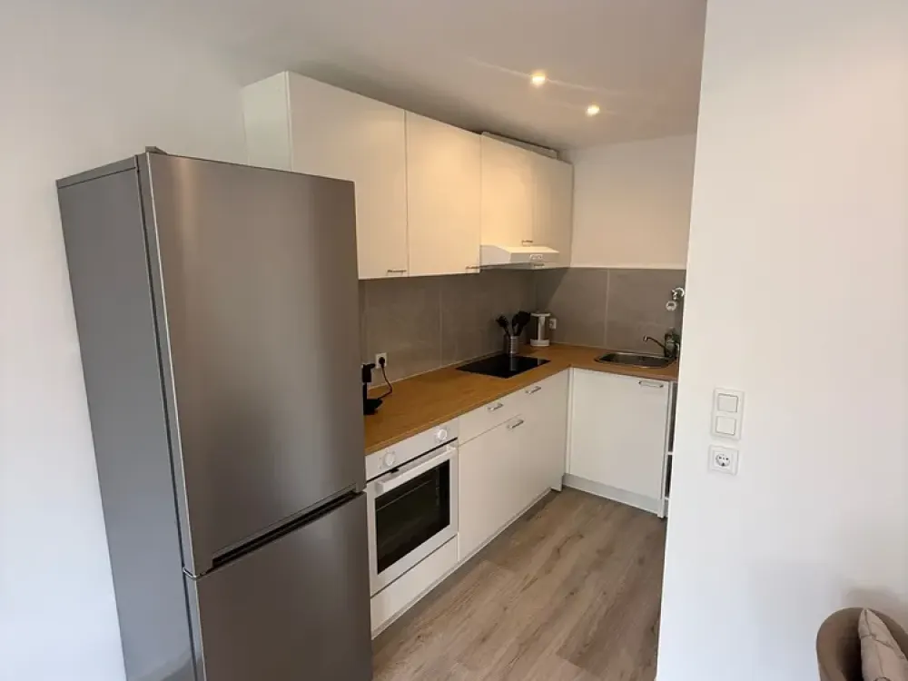 New, fully furnished, exclusive 1-room apartment with fitted kitchen and balcony in Linkenheim-Hochstetten