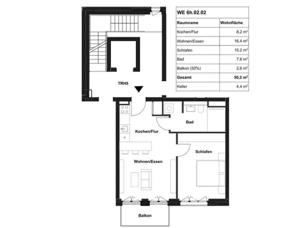 Attractive 2-Room Apartment with Built-in Kitchen and Balcony in the Exclusive New Development Deiker Höfe!