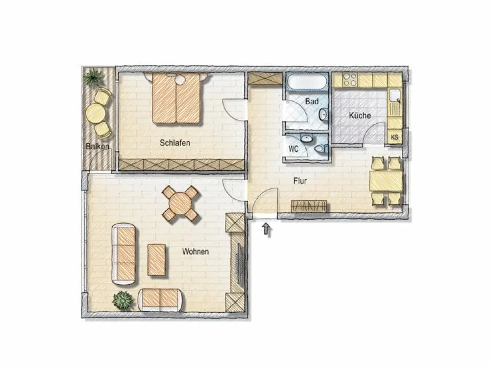 Your New Home: Attractive 2-Room Apartment