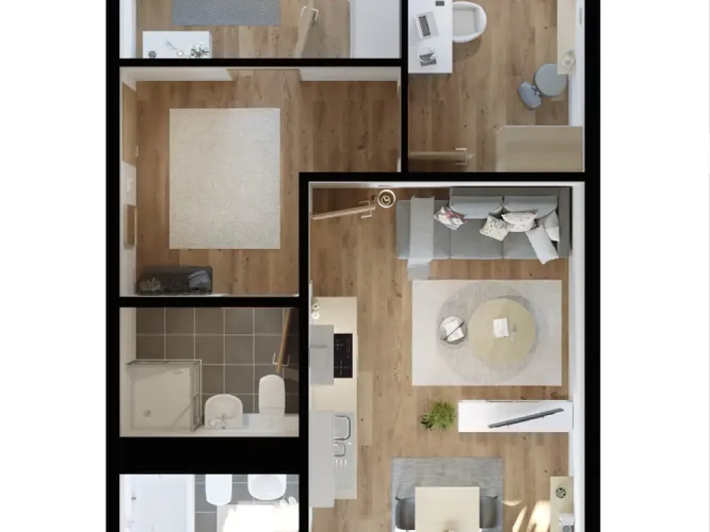 Modern Living Dream with 2 Bathrooms and Open Kitchen - Perfect as a Shared Flat!