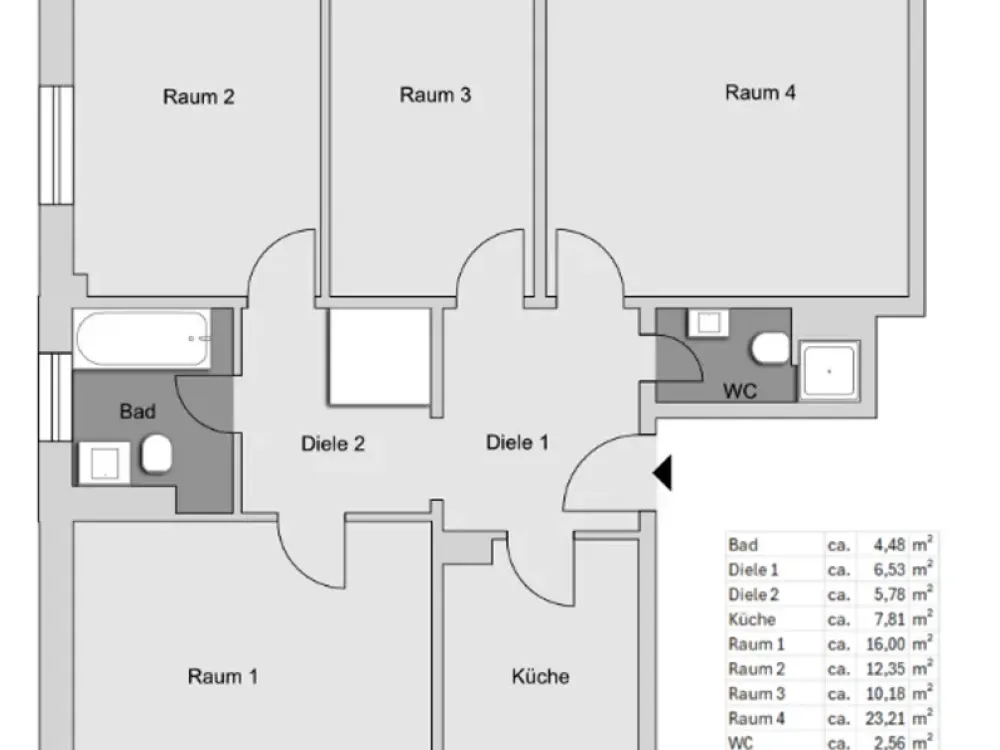 Helle 4-Zimmerwohnung in der List, ruhig gelegen, mit Balkon und Blick ins Grüne