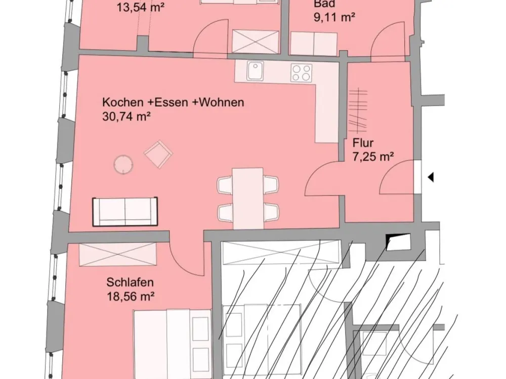 High-quality 3-room apartment in the city centre