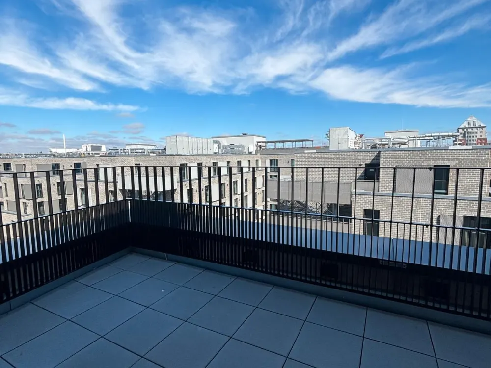 First Occupancy: Partially Furnished Penthouse Above the Roofs of Hamburg