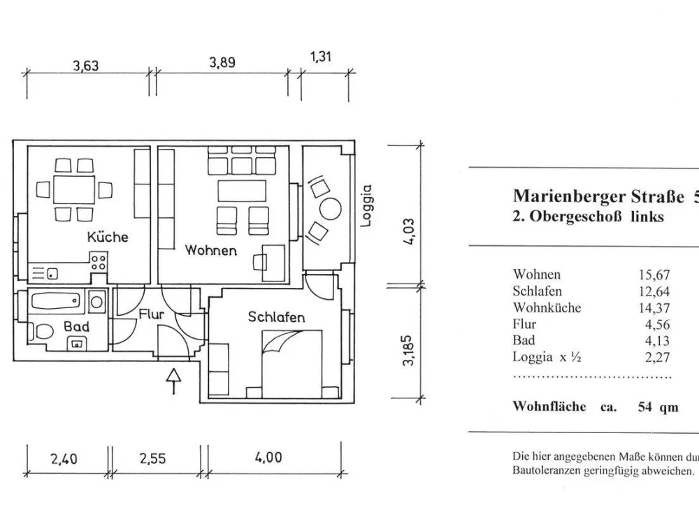 2,0-Zimmerwohnung mit Loggia