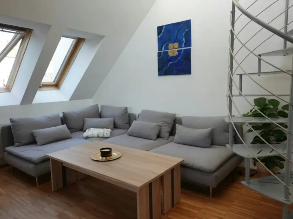 Shared Room in Penthouse Maisonette with Roof Terrace, KTV, Top Floor, Upscale