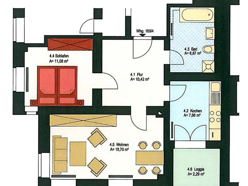 Stylishly Renovated 2-Room Apartment with Separate Kitchen and Balcony