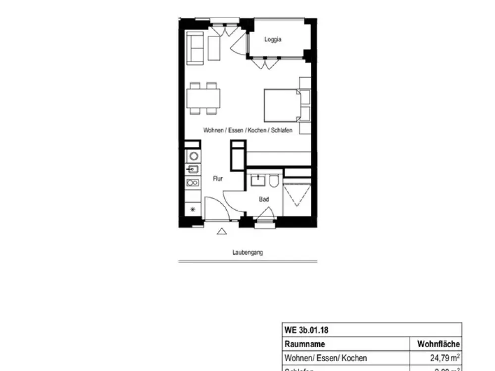 Preisgedämpfte 1 Zimmer-Wohnung mit geschützter Loggia im Neubau!