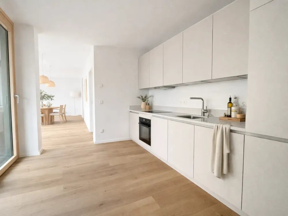 NEW BUILD - 2-Room Apartment with Balcony, Fitted Kitchen and Shower Bath