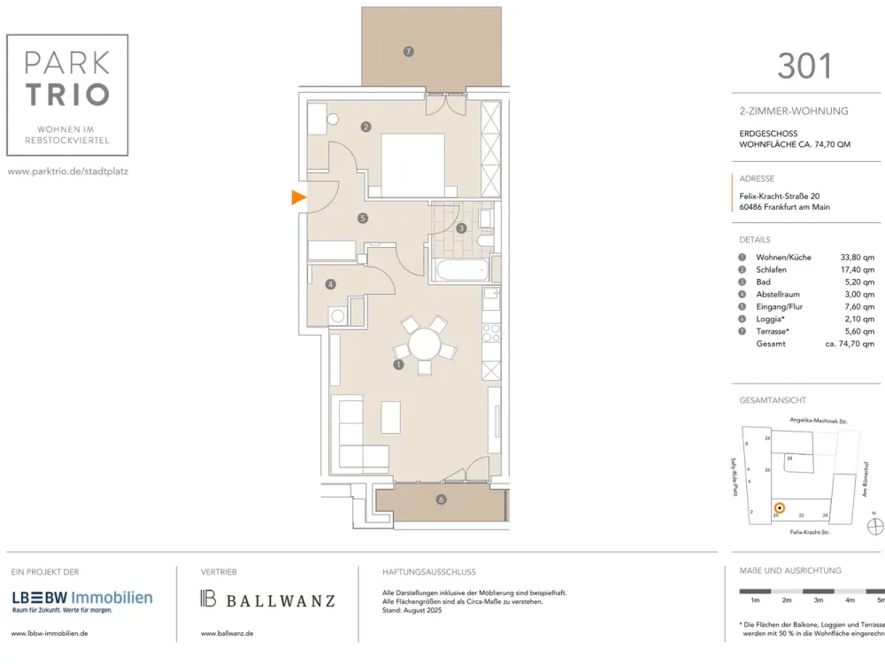 Charmante 2-Zimmer-Wohnung mit Balkon am Rebstockpark Frankfurt