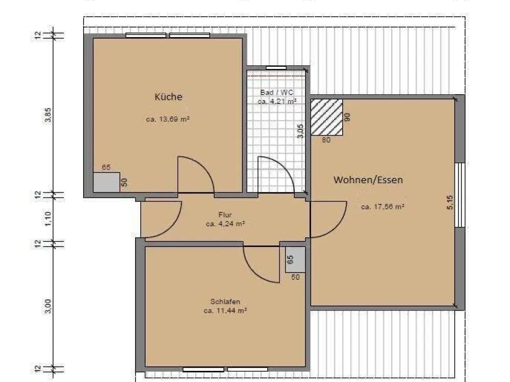 Renovated 2-Room Apartment with Kitchen and Bathroom in Jägersfreude