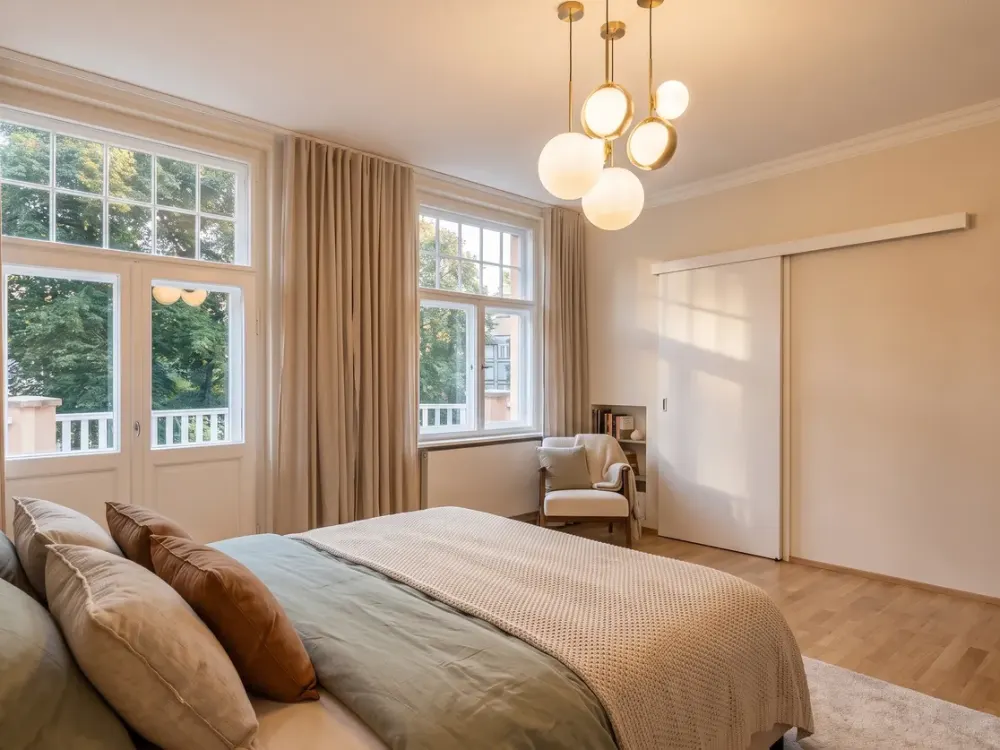 Exclusive Living in a Stylish Old Villa, 4 Rooms with Balcony, Built-in Kitchen & 2 Parking Spaces