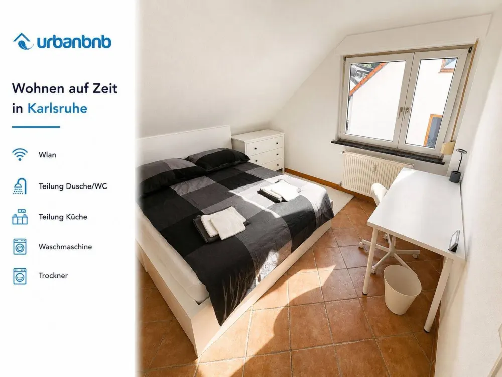 möbliertes Zimmer in Karlsruhe für Wohnen auf Zeit