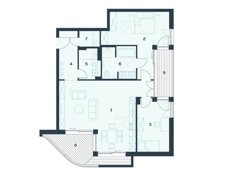 The Dahme Right Outside the Door!, Modern 3-Room Apartment with Two Balconies