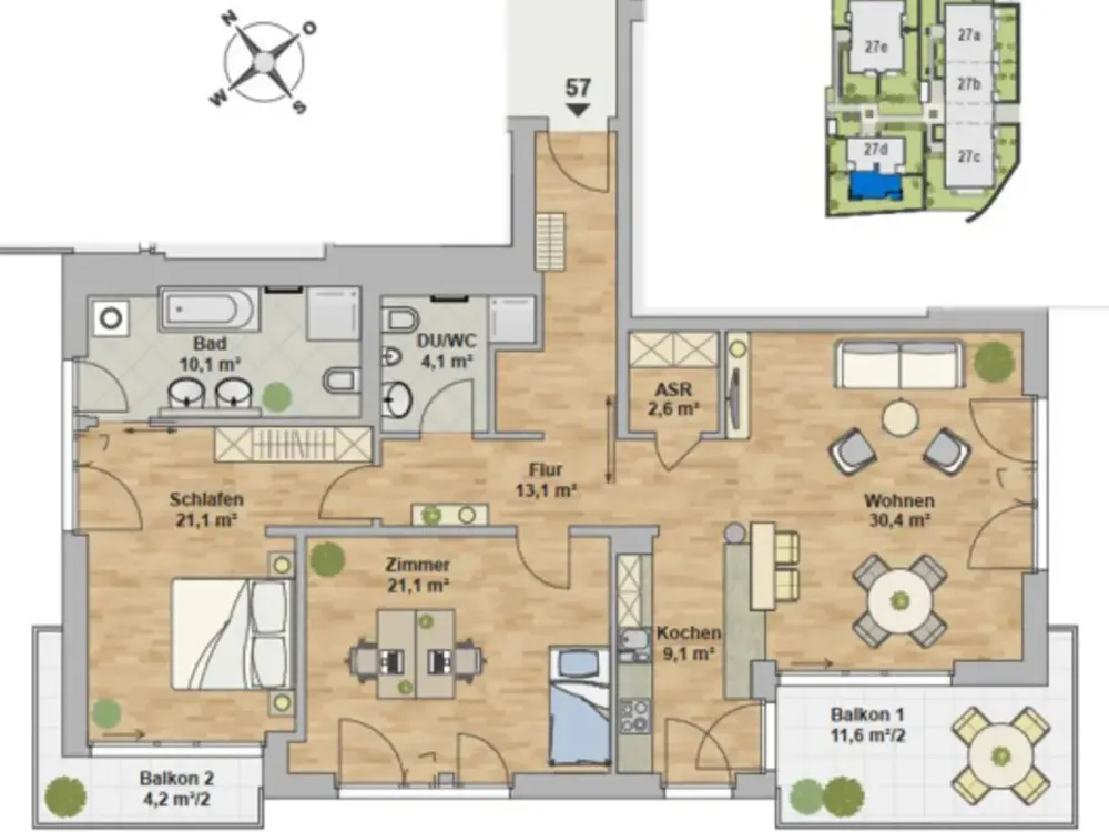 * In 1st row with large south balcony and magnificent Elbe view * 6140 *