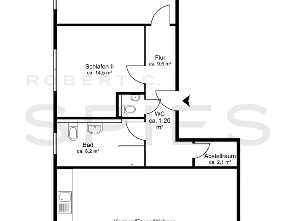Spacious 3-Room New-Build Apartment with Small Garden