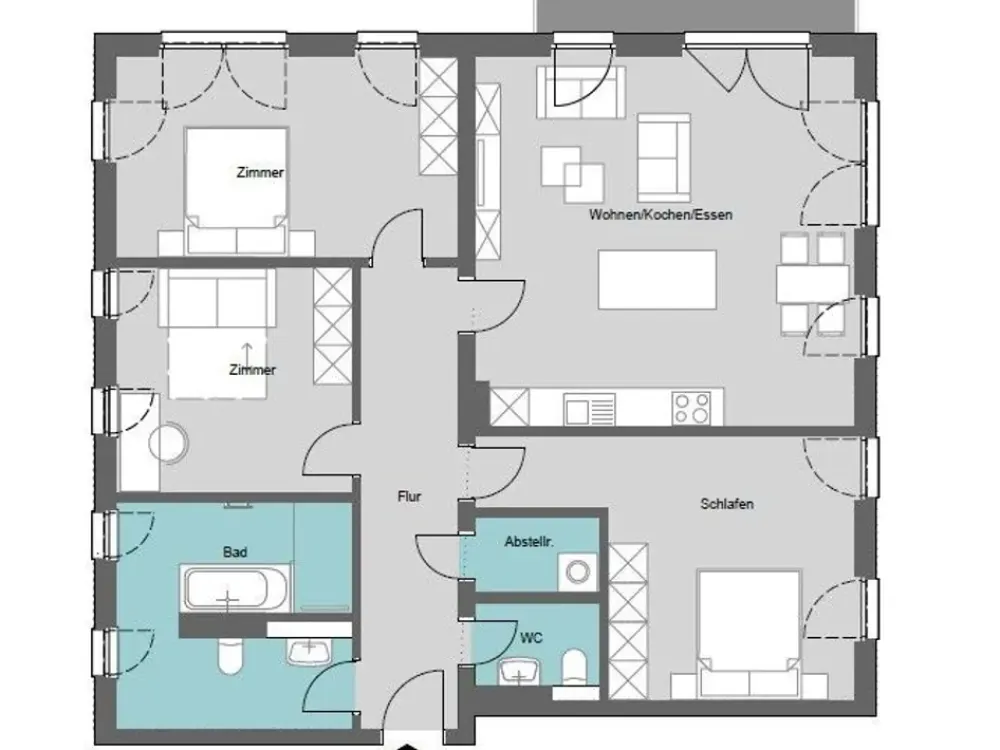4-Room Apartment with Balcony