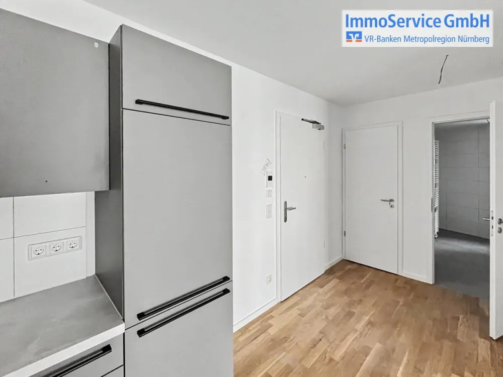 First occupancy of the modern 2-room apartment with balcony, fitted kitchen and underfloor heating in Nürnberg-Nordost
