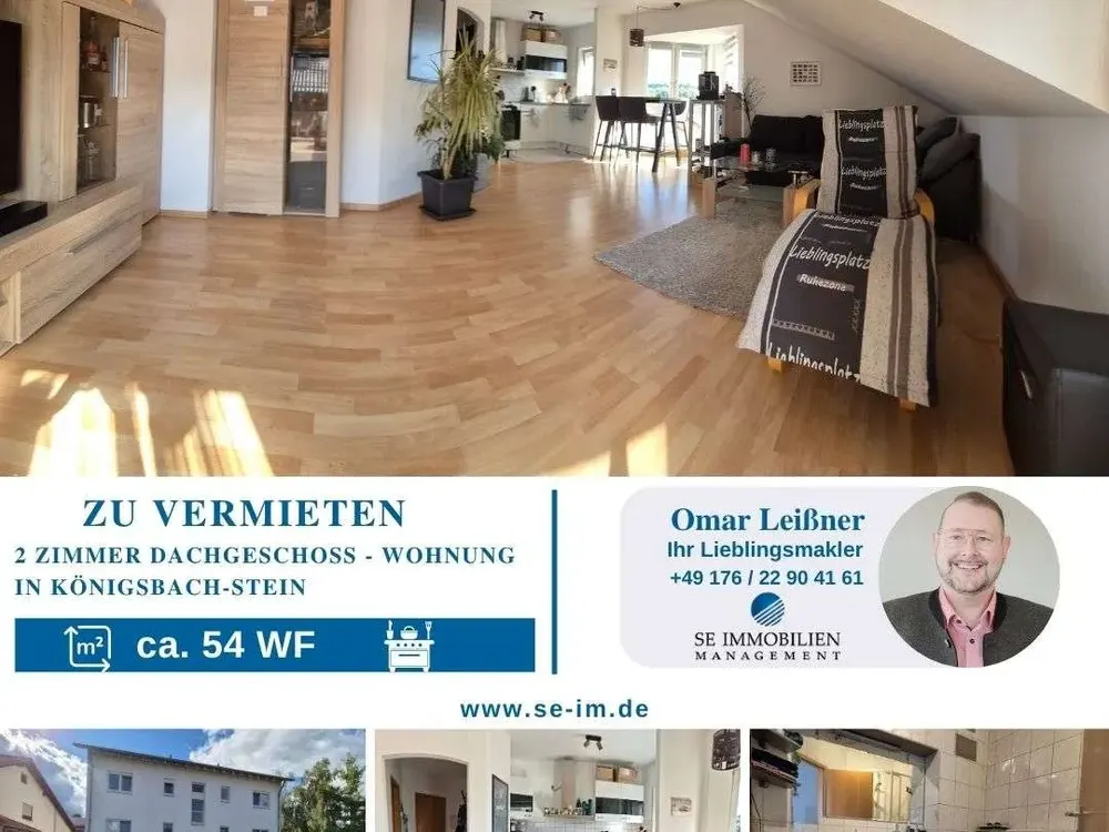 2-Room Attic Apartment in Königsbach-Stein (OT Stein) Near the Edge of the Fields for Rent!