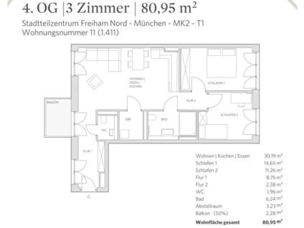 Living in Munich Freiham: 3-Room Apartment with Balcony