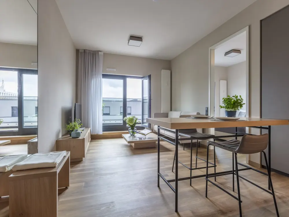 Furnished 2-Room Penthouse with Exclusive Amenities: Roof Terrace, Gym & More