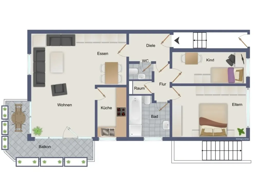 Attractive 3-Room Apartment with Balcony Facing South-West Including Air Conditioning in Willich