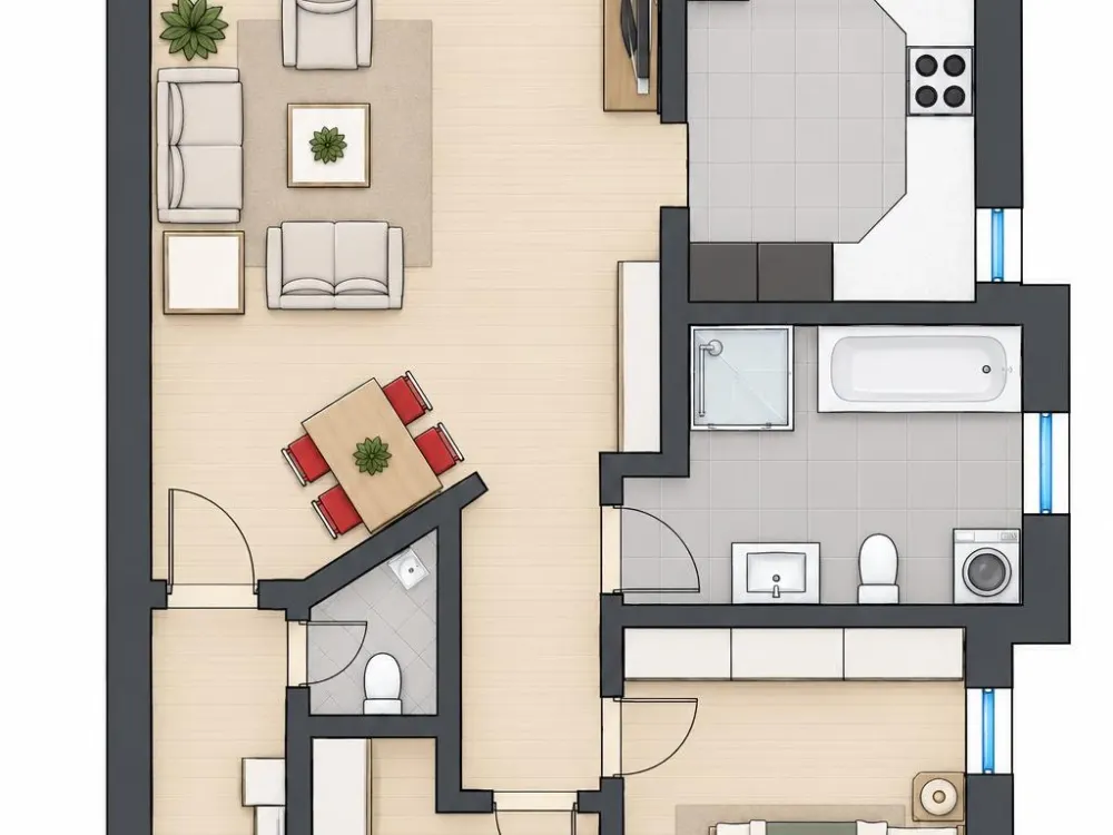 3-Room Apartment on the Ground Floor in Rheinzabern for Rent